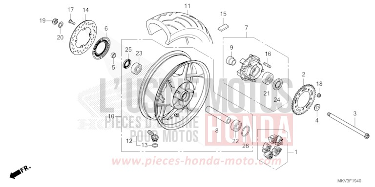REAR WHEEL for Forza 750 CANDY CHROMOSPHERE RED (R381) from 2021